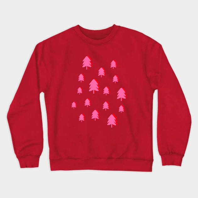 Pink Christmas Pine Fir Tree Pattern Crewneck Sweatshirt by OneThreeSix